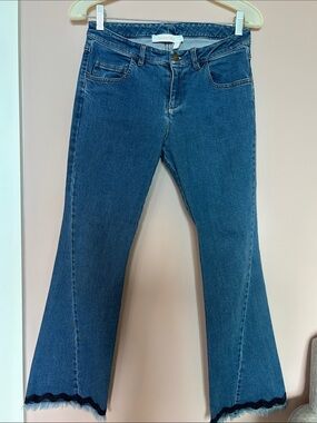 See by Chloe Women's Blue Flared Jeans with Scallop Hem size 25